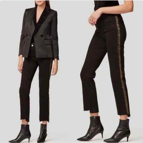 FRAME Black Side Glitter Stripe Ankle Jeans Size 29 - Picture 1 of 15